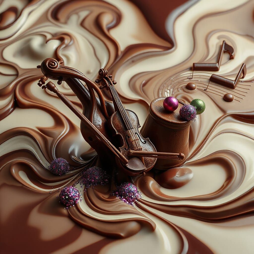 Chocolate Symphony in Motion: Edible Glitter Art