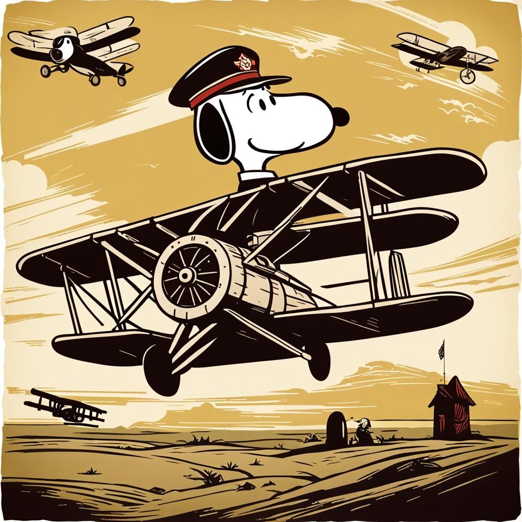 Snoopy as Flying Ace in Propaganda Poster