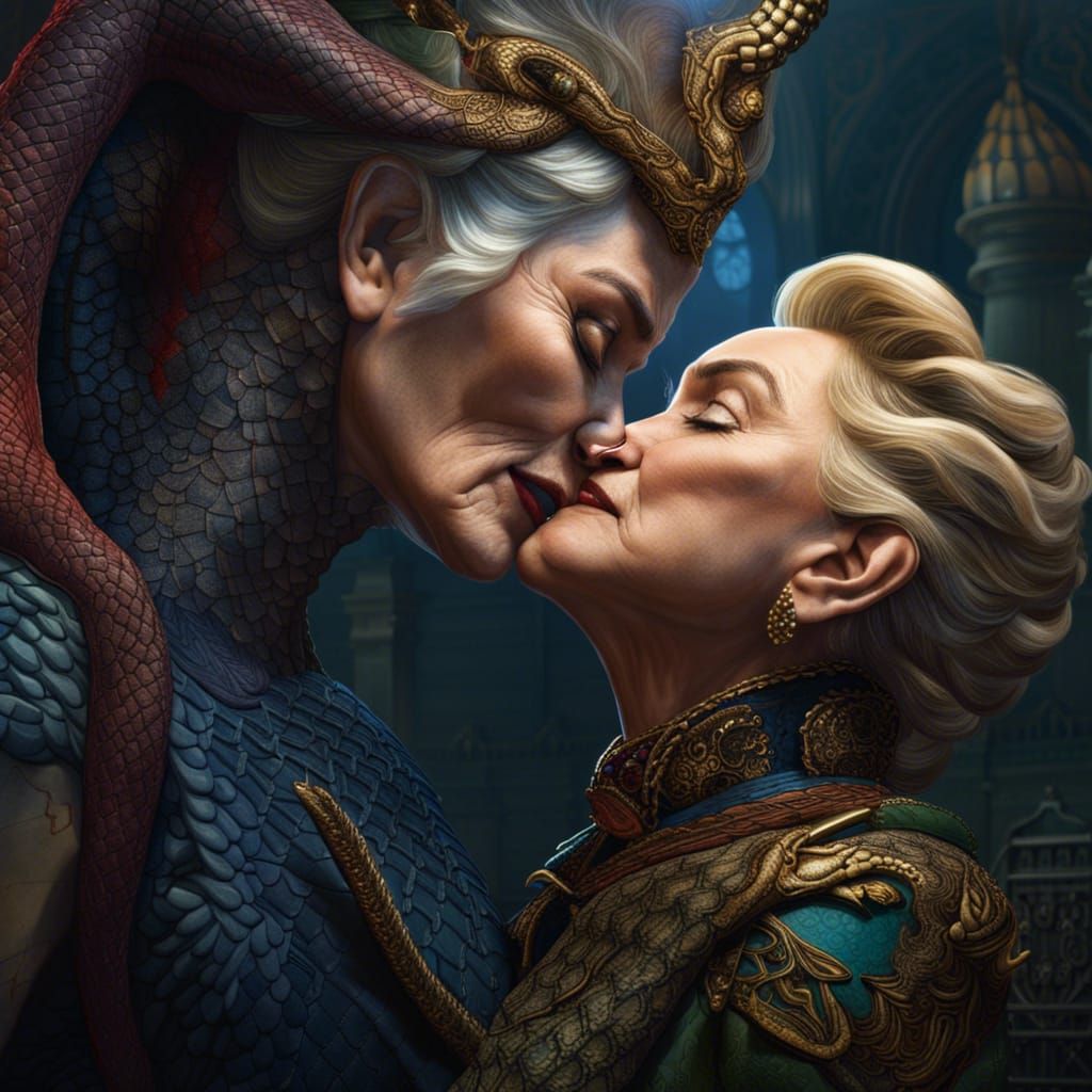 Surreal Kiss: Madonna and Hillary in Detailed Matte Painting