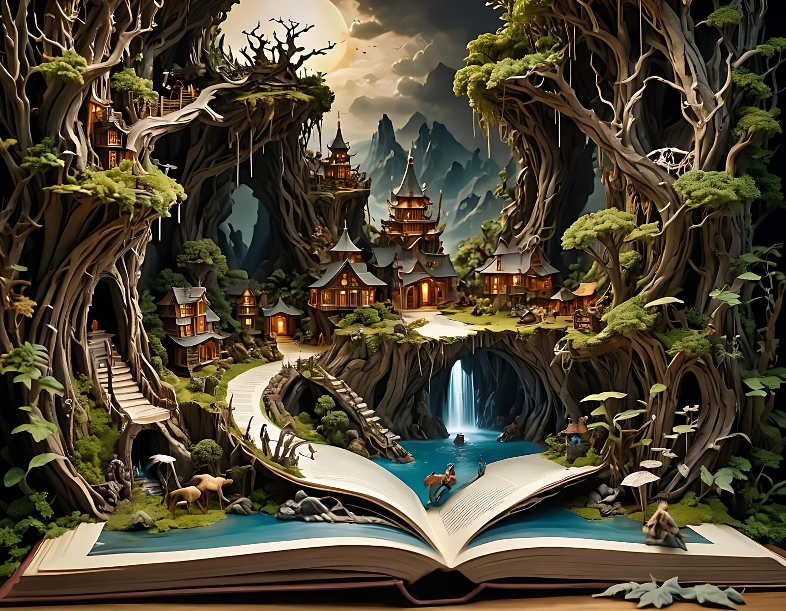 Fantasy World Papercraft Pop-Up Book