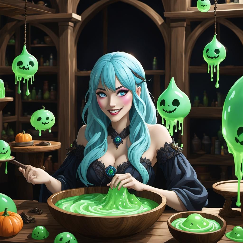 Ghostly Slime Woman in Eldritch Setting