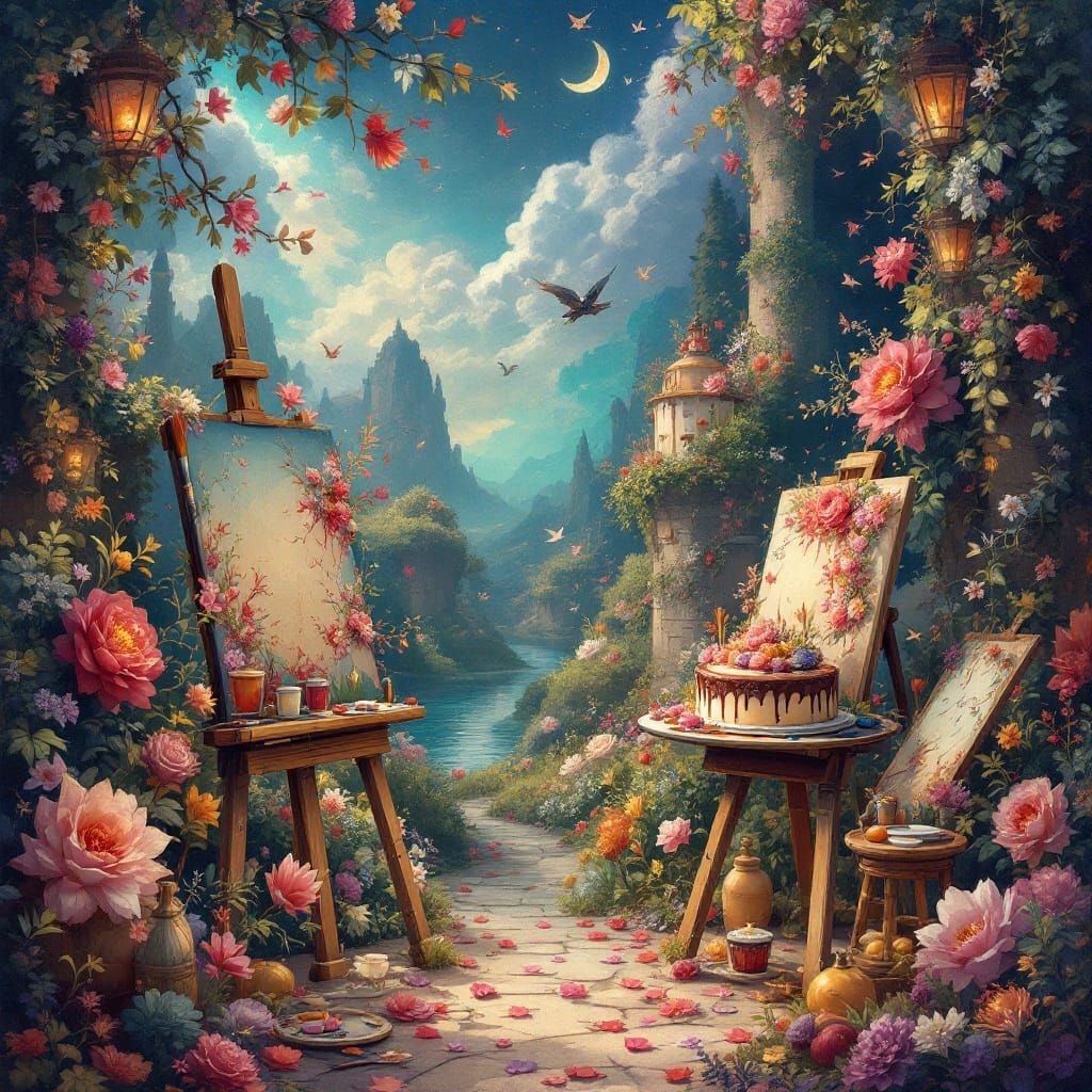 Whimsical Creator's World in Painterly Style