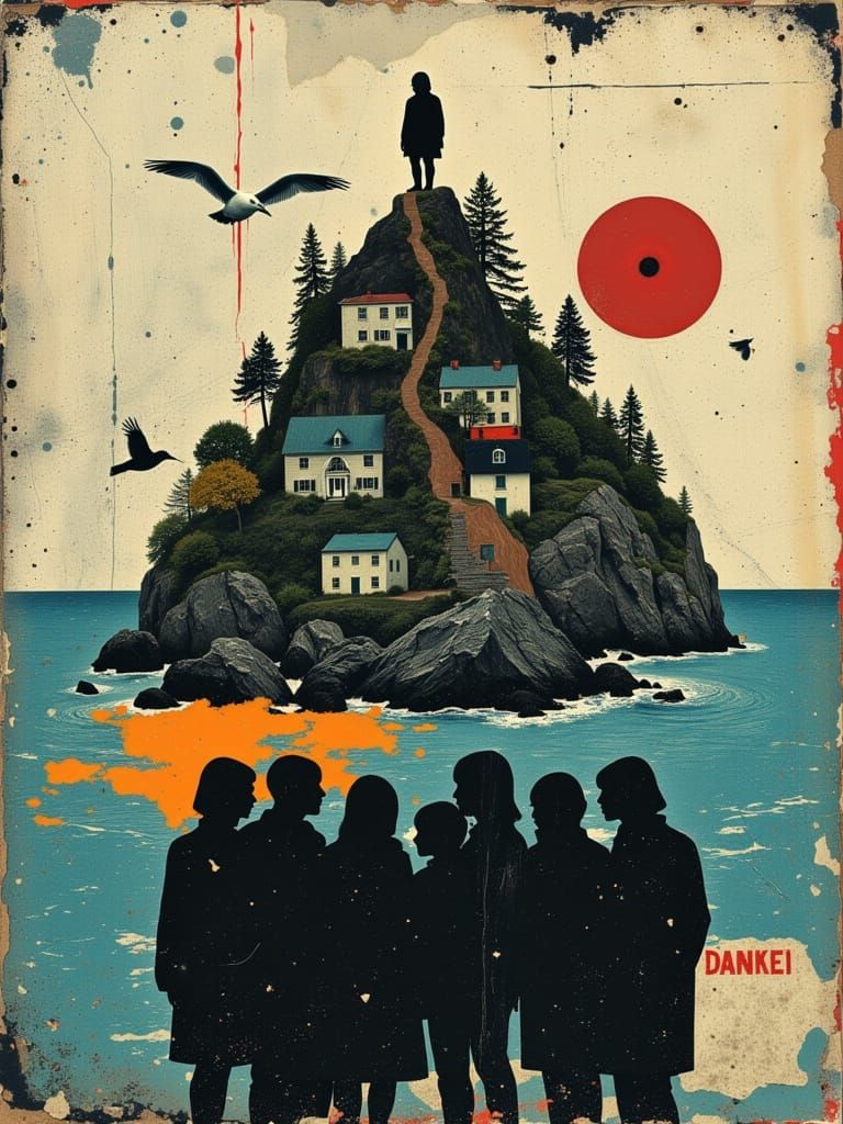 Silhouetted Figures Merged with Nature's Tapestry