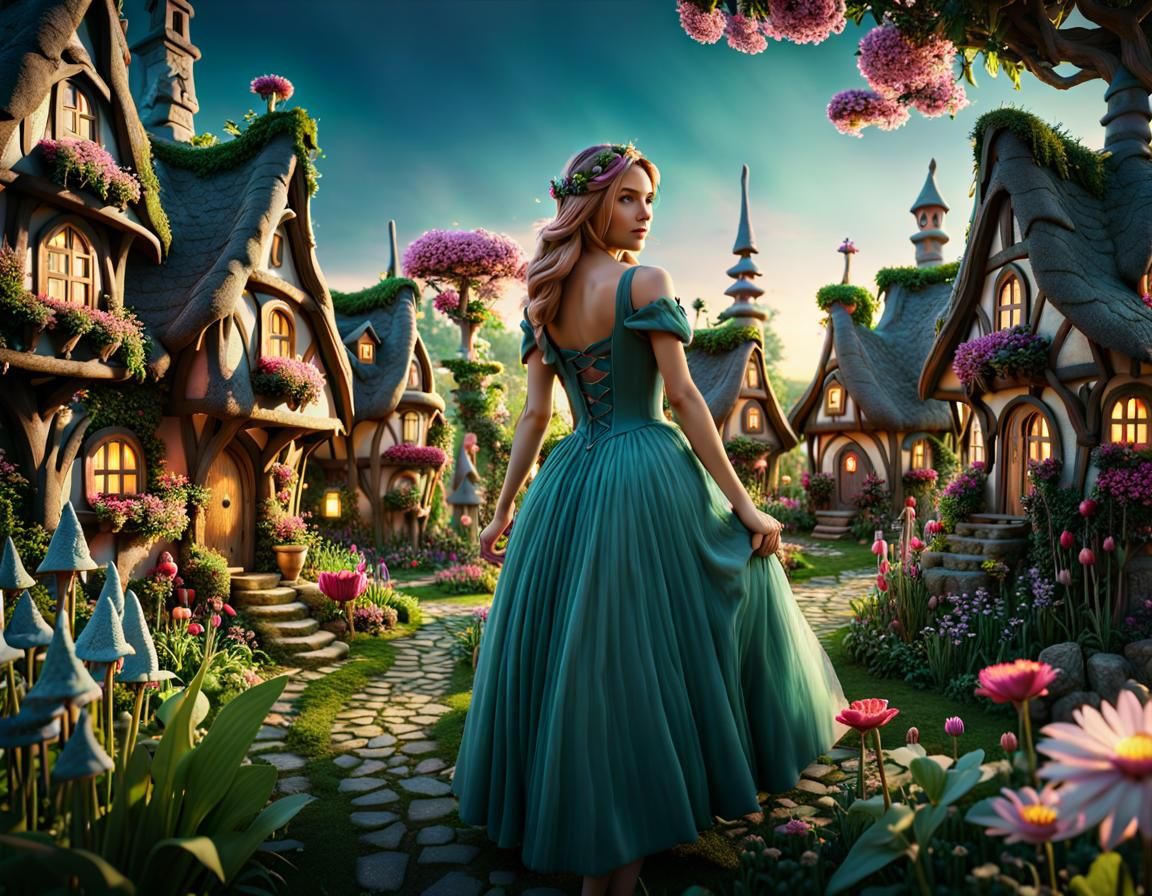 Enchanting Fairy Village with Magical Flowers