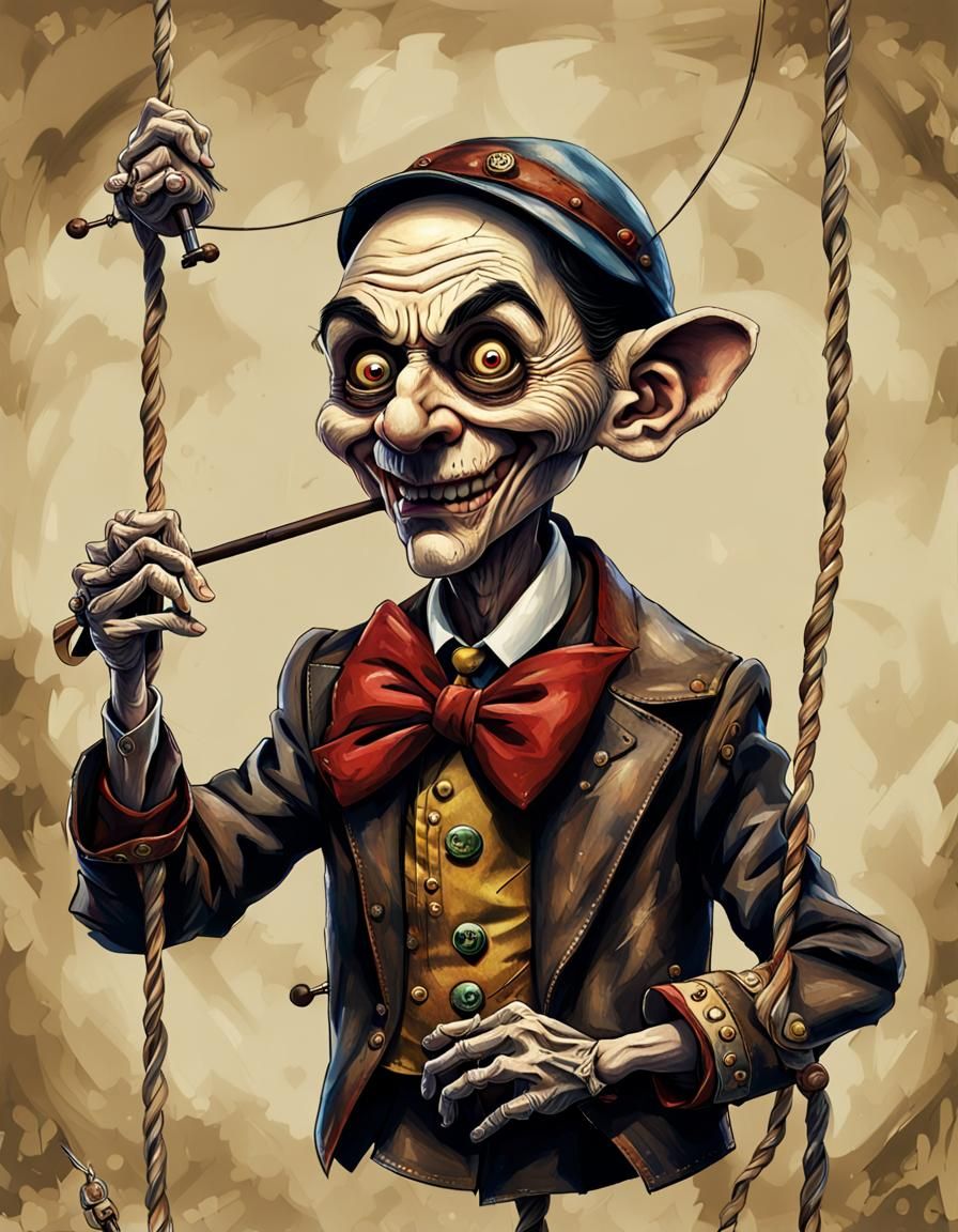 Sinister Marionette Pinocchio Portrait in Fantasy Art Style