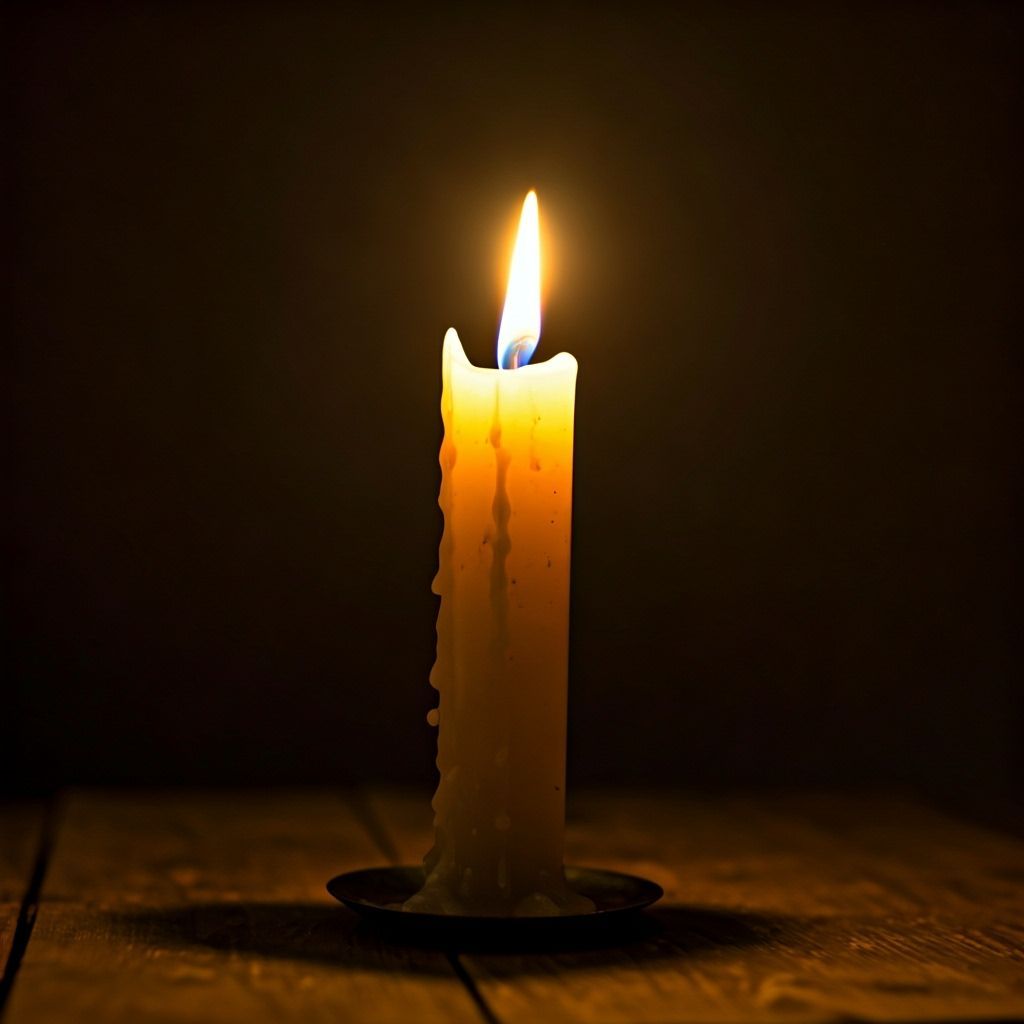 Warm Candle Glow in Gloomy Darkness, Bokeh Photography