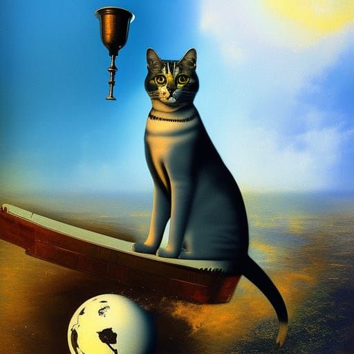 Robotic Cat in Galactic Dieselpunk Style