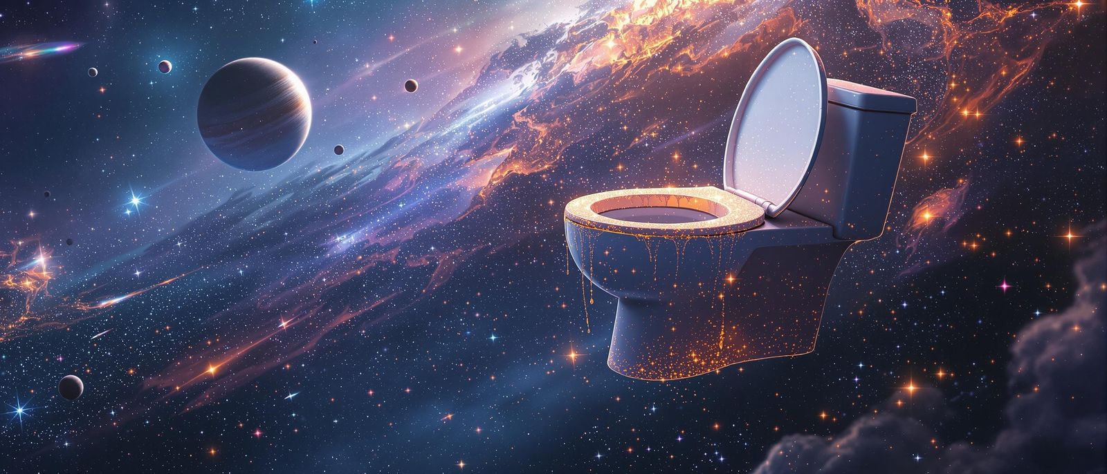 Cosmic Toilet in a Vibrant Starscape