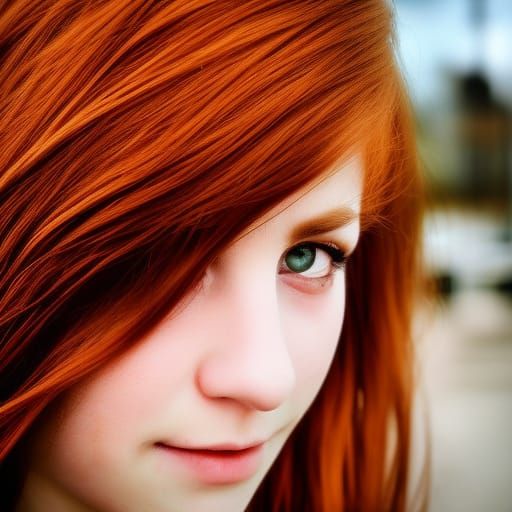 Hyperrealistic Portrait of a Girl with Red Hair