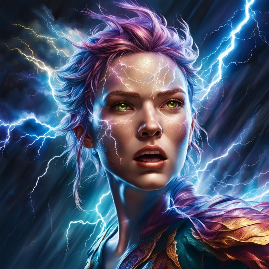 Lightning fairy wielding lightning