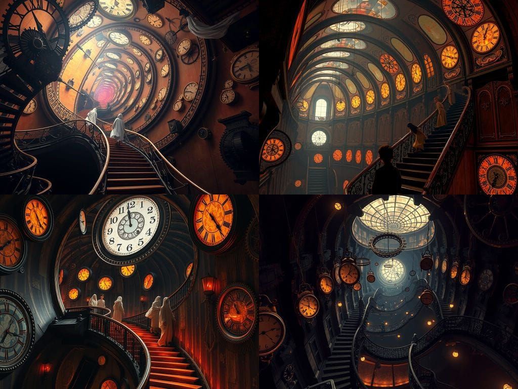 Surreal Chiaroscuro Dream of Children on Infinite Clockwork ...