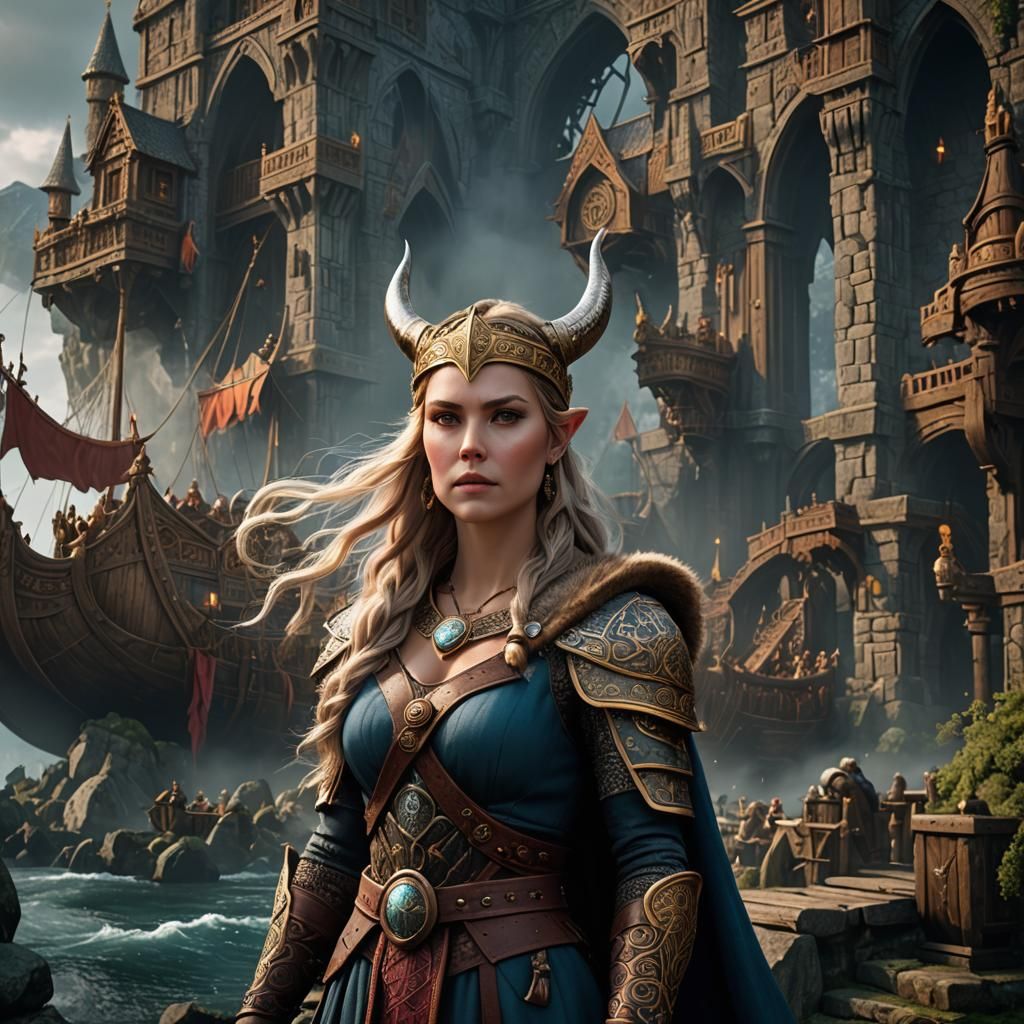 Detailed Viking Princess Fantasy Concept Art