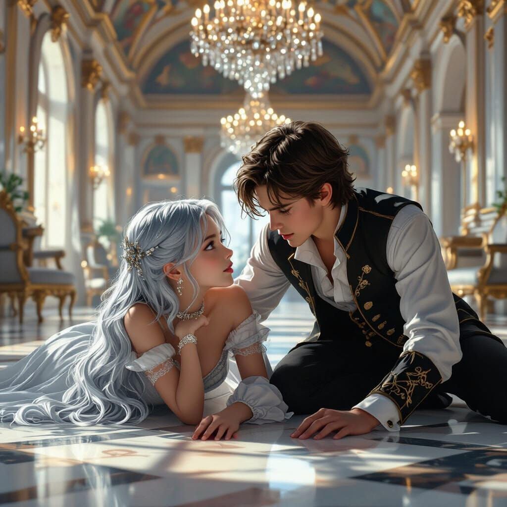 Star-Crossed Lovers Share a Moment in Opulent Palace