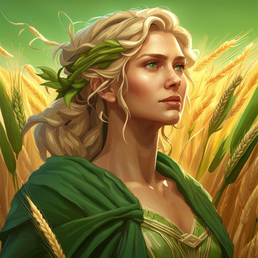 Demeter, Goddess of the Harvest in Art Nouveau Style