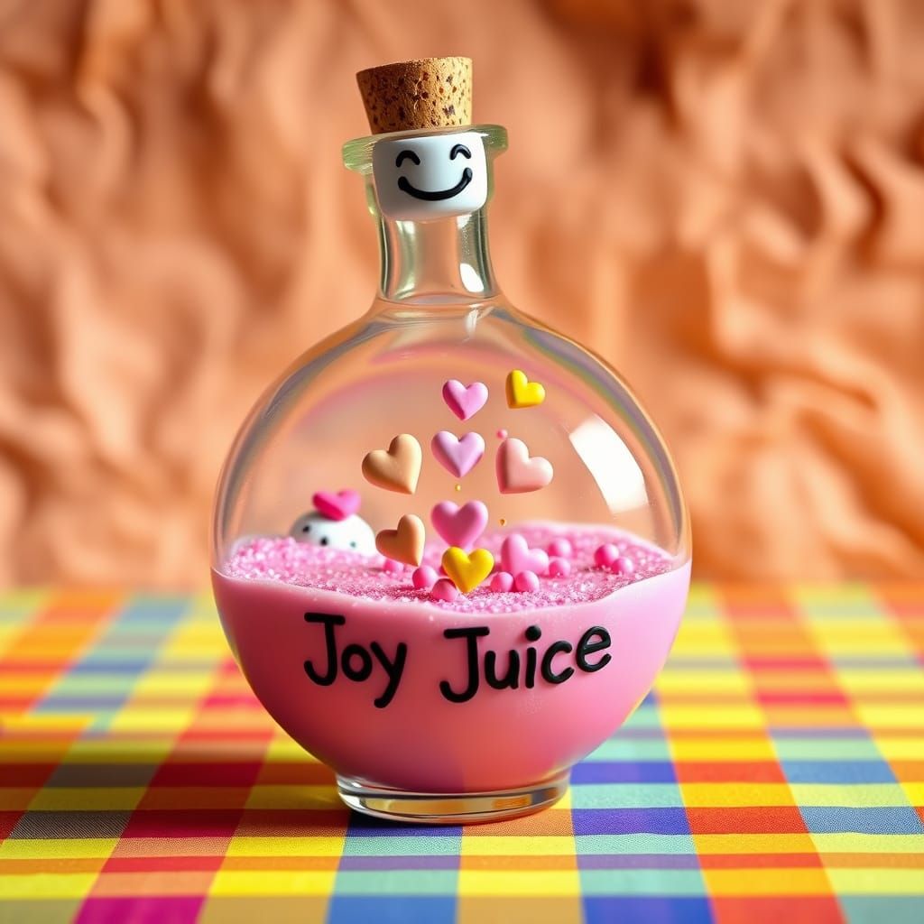 Claymation Bottle of Joy Juice with Smiling Cork
