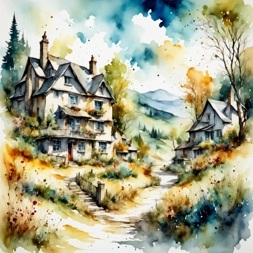 Romantic Novel Cover in Watercolor Style