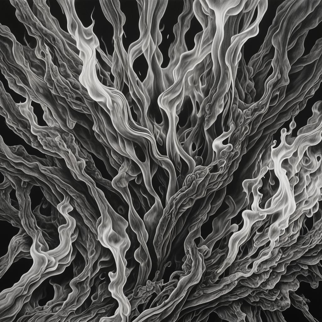 Hyperdetailed Charcoal Drawing Conveying Intense Heat