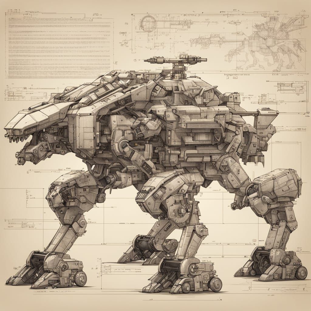 Mechanical Beast Conception in Vitruvian Style