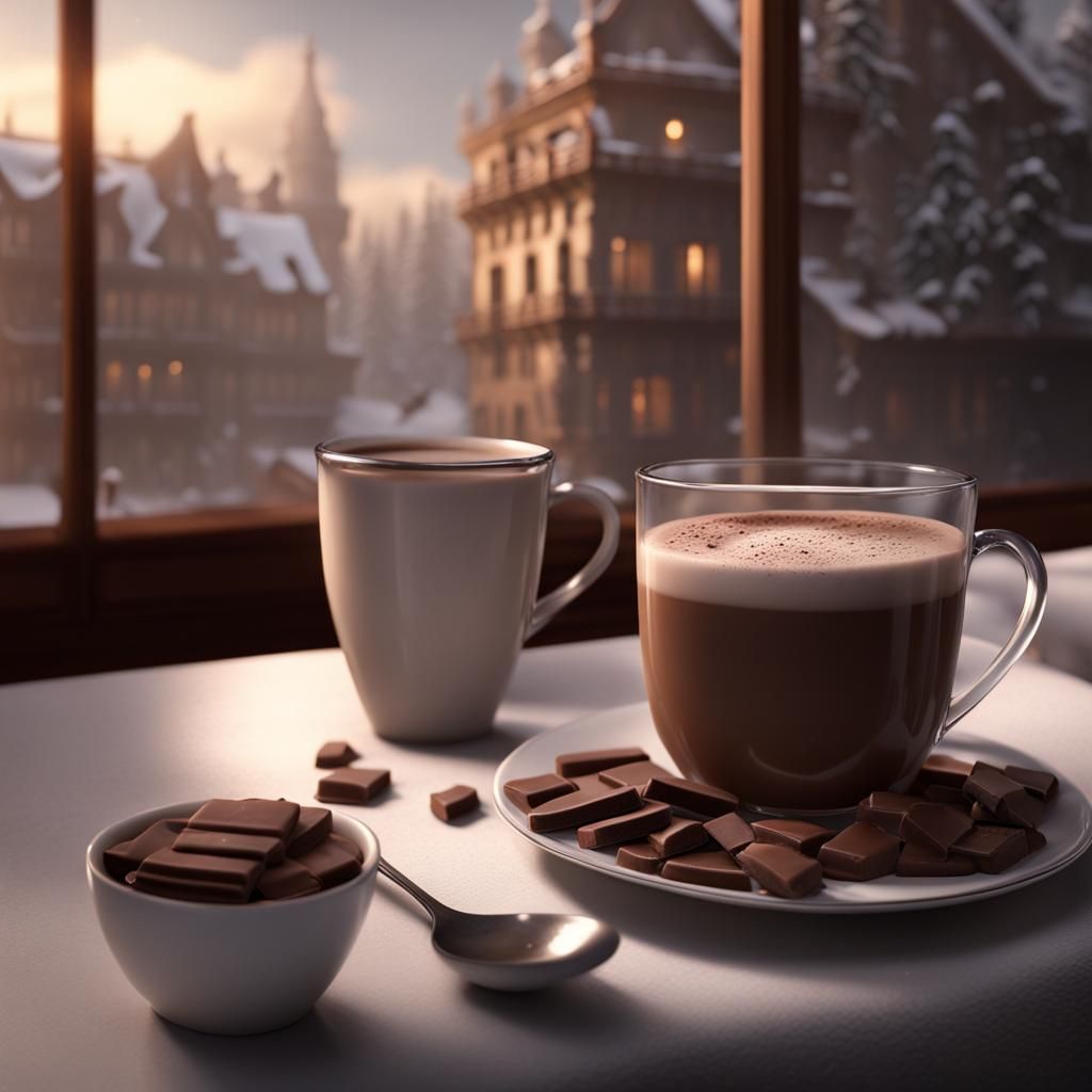 Detailed Matte Painting of Hot Chocolate