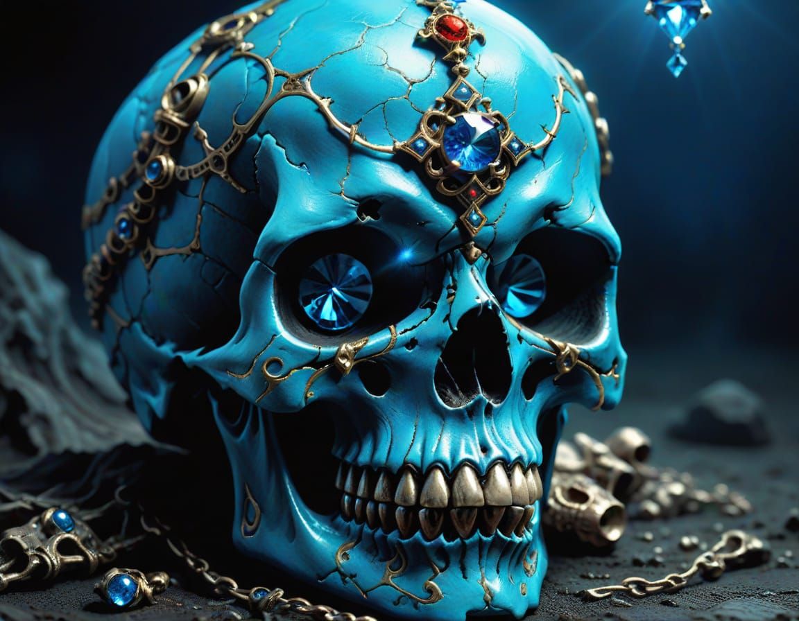 Gothic Skull with Jewel: Dark Fantasy Art