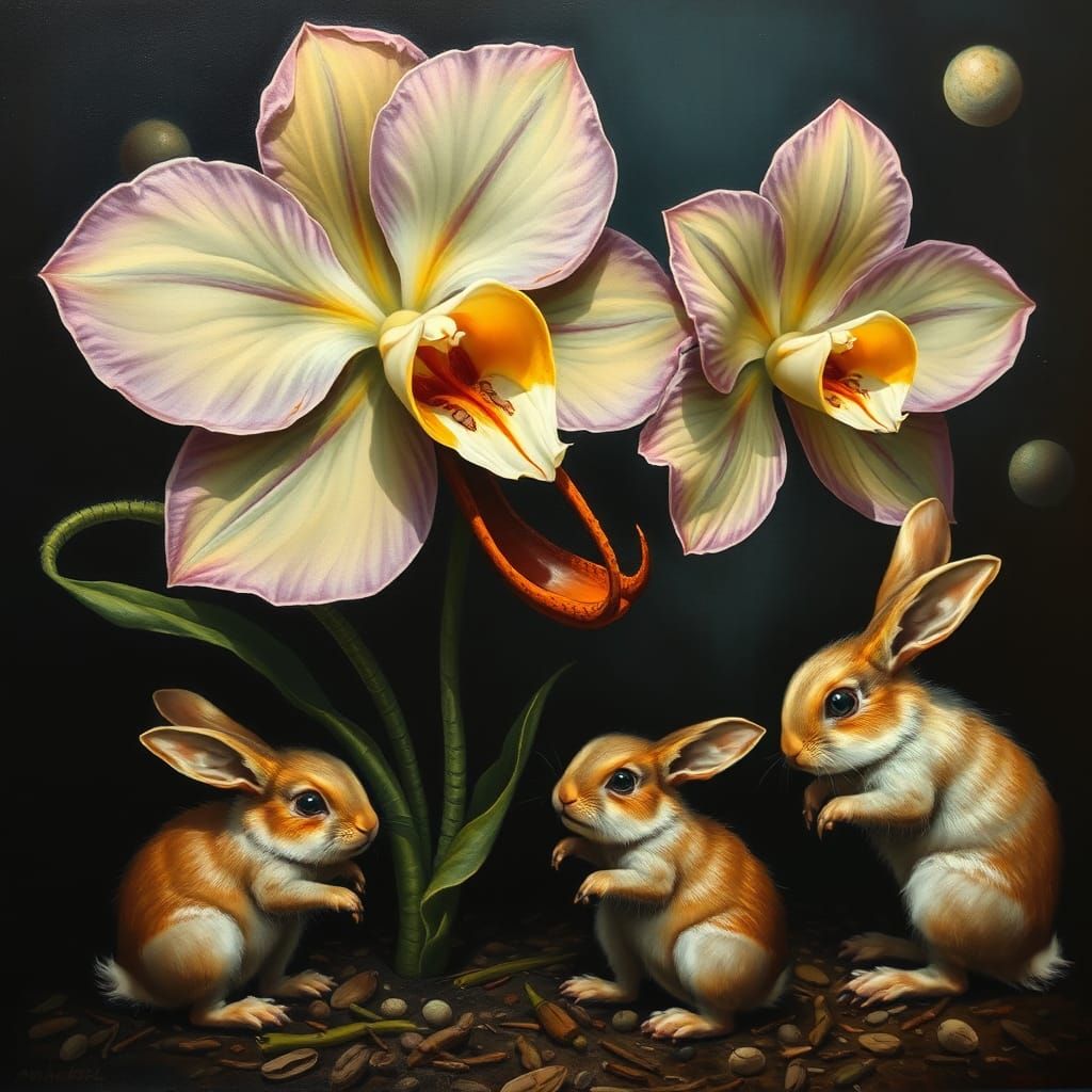 Carnivorous Orchid's Surreal Attack on Baby Rabbits