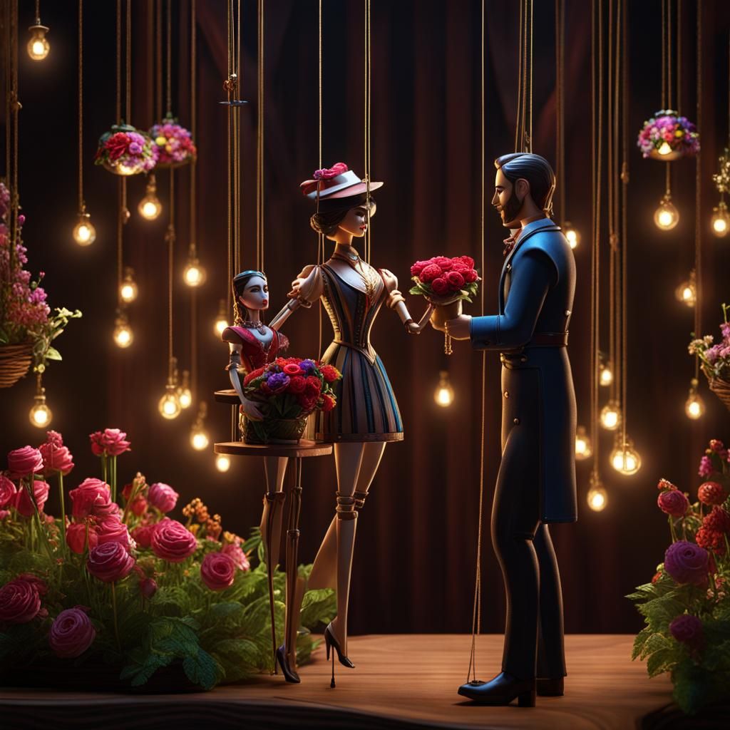 Marionette Puppets in Love, Digital Concept Art