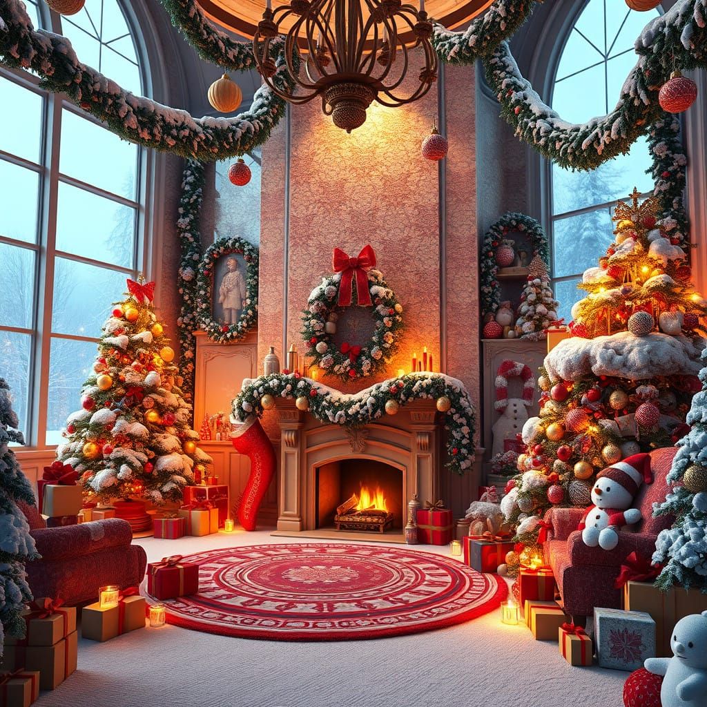 Lavish Christmas Winter Wonderland Scene in 8K Resolution