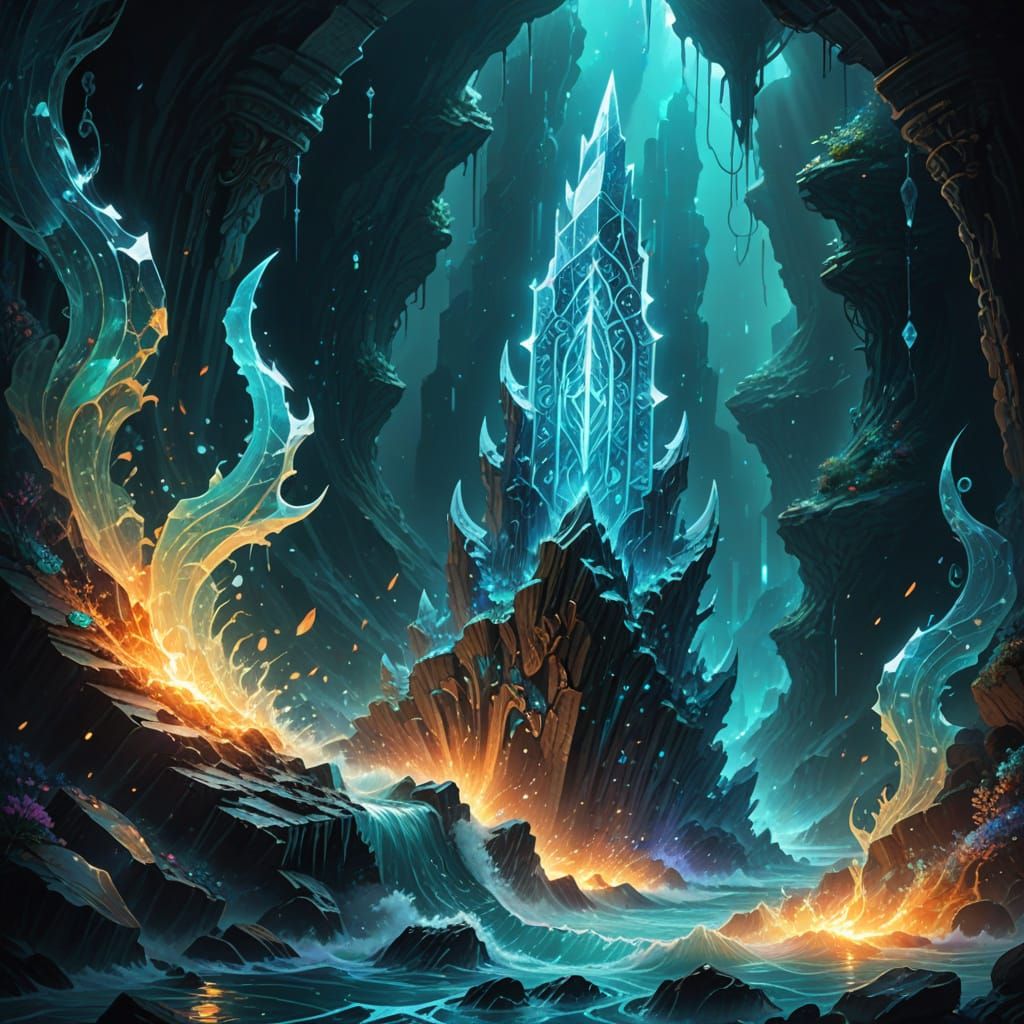 Ethereal Crystal Blade in Glowing Turquoise Hues