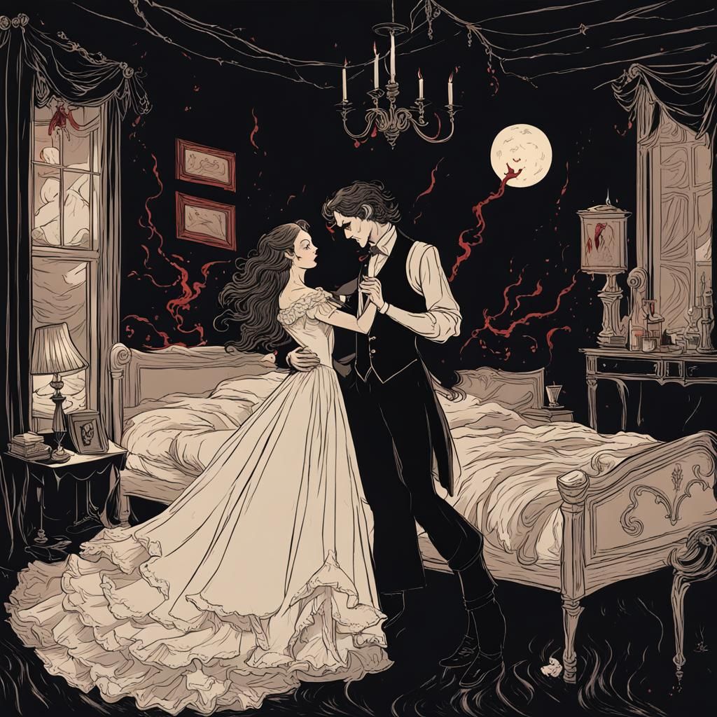 Devilish Couple Dancing on Stormy Night