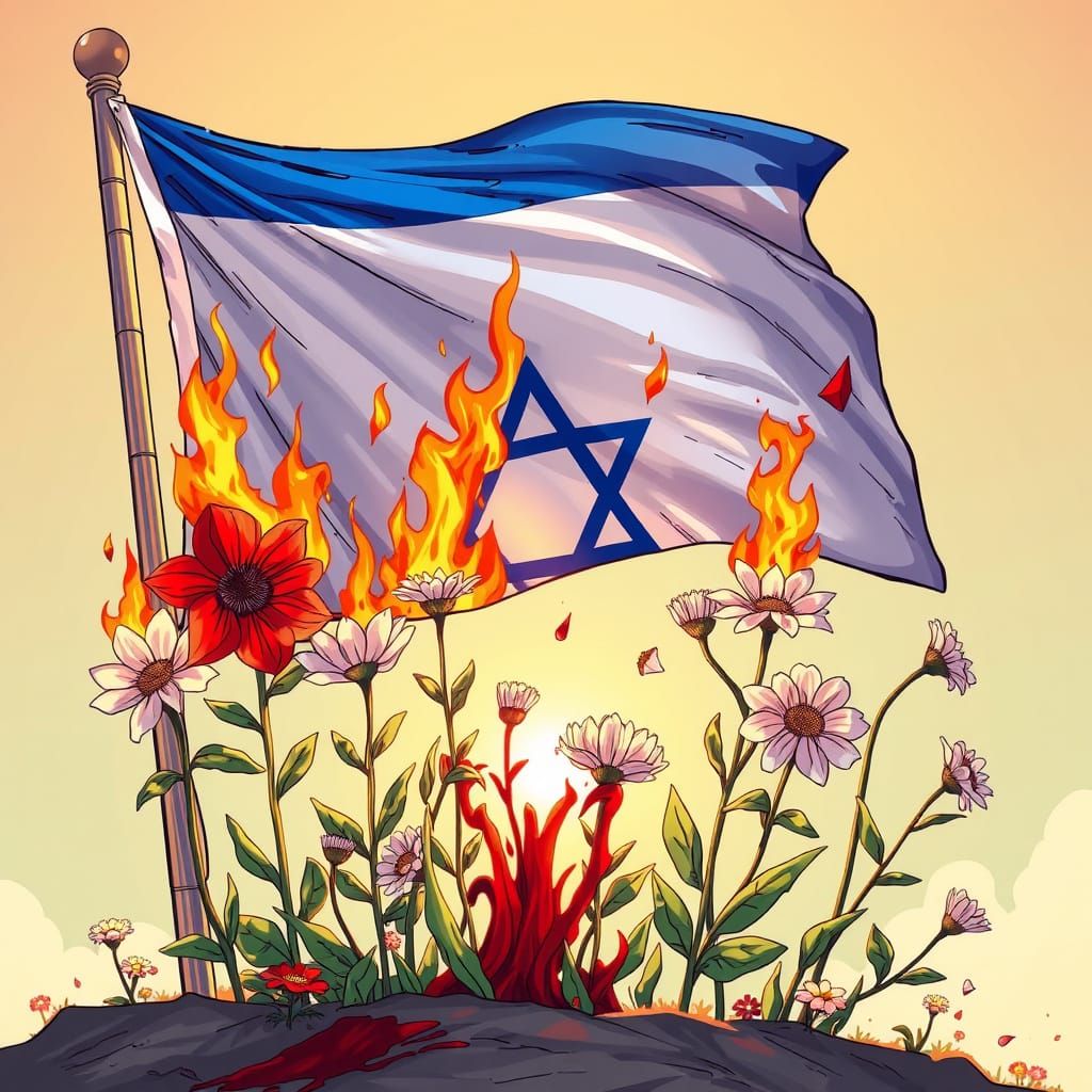 Burning Flag Transforms into Hopeful Flowers Anime Style