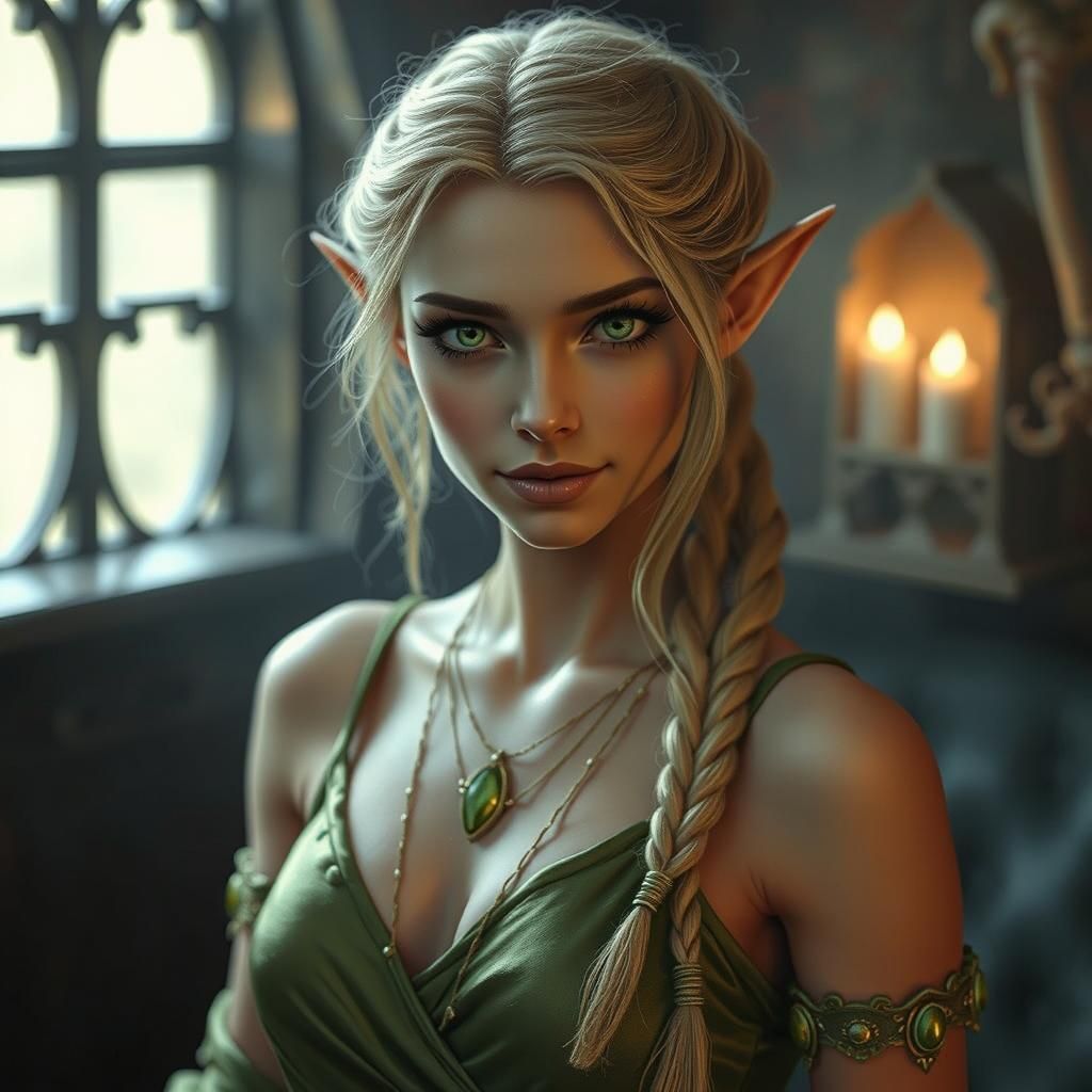Elegant Elf Mistress in Smoky Thieves Den