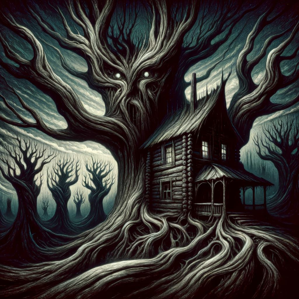 Gothic Log Cabin in Twilight Forest