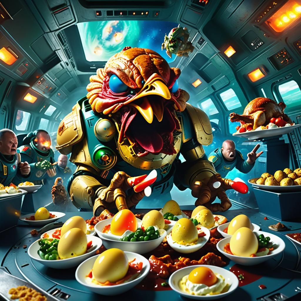 Angry Thanksgiving Dinner Havoc on Spaceship