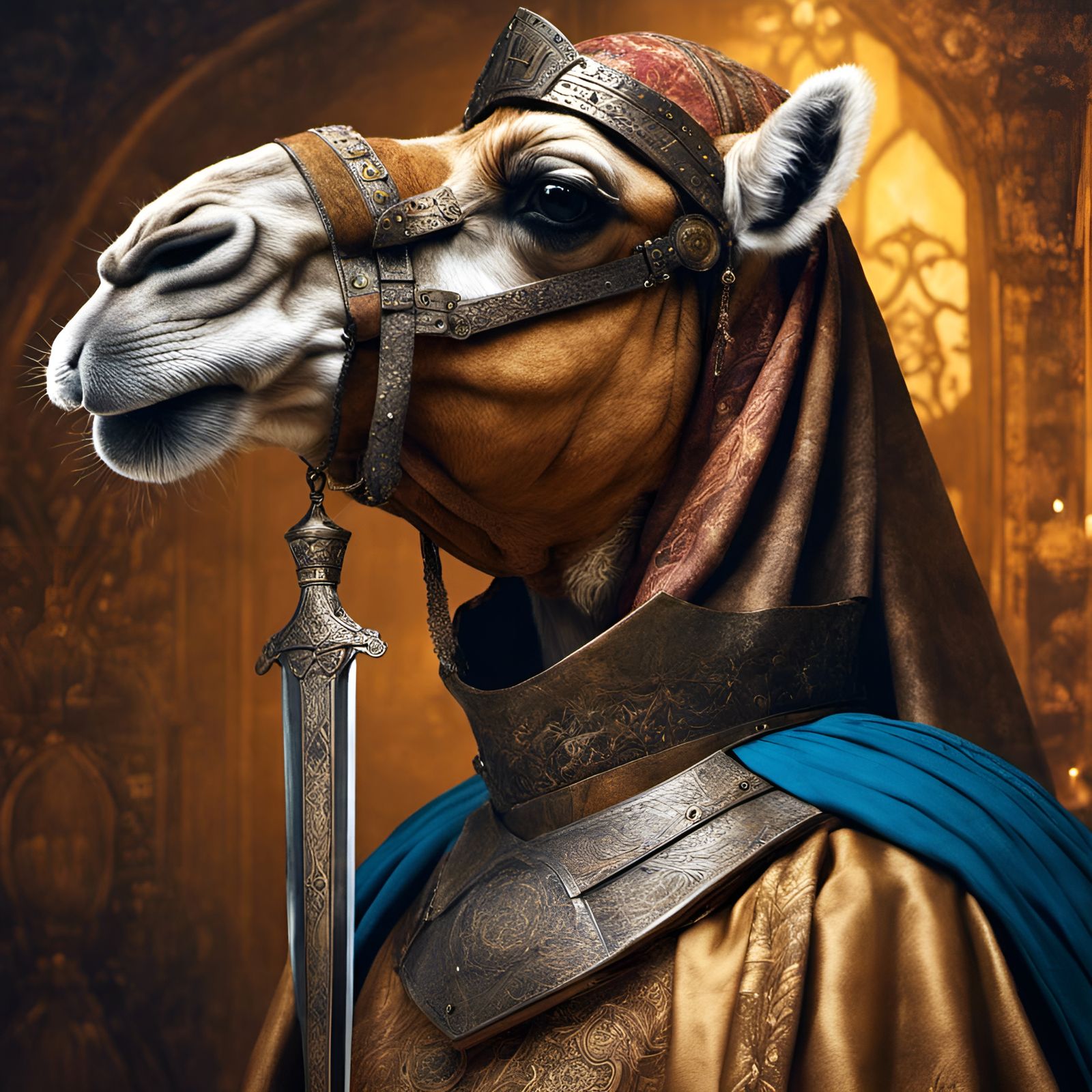 Camel Knight Portrait in Detailed Digital Art