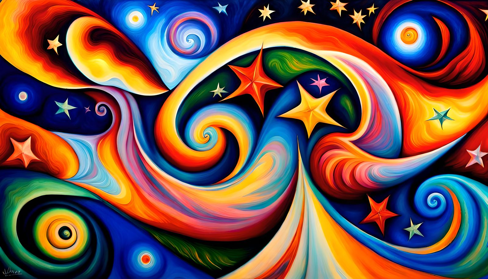 Swirling Star Cluster in Dreamy Impasto Style