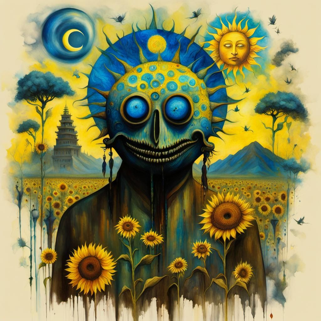 Surreal Sunflowers in Nepal: A Futuristic Vision