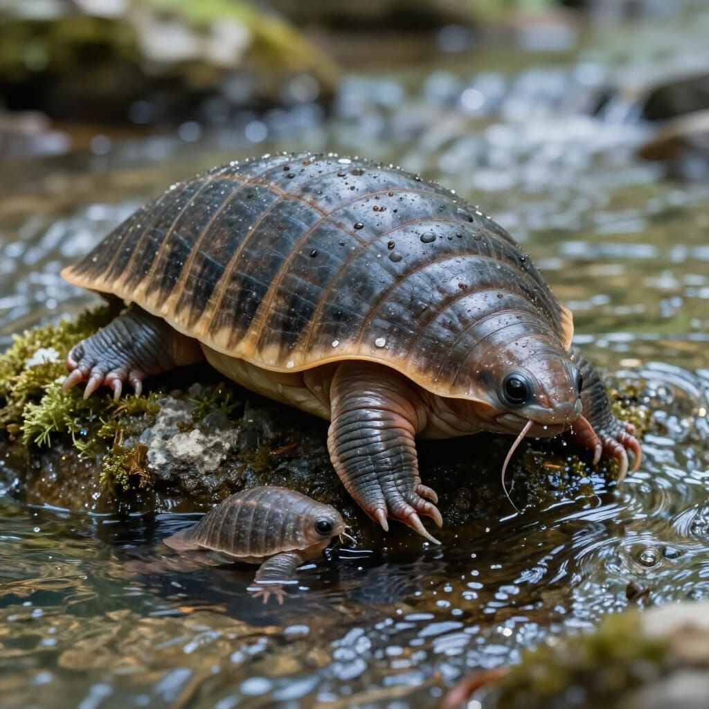Tardigrade Family Exploring Sparkling Stream
