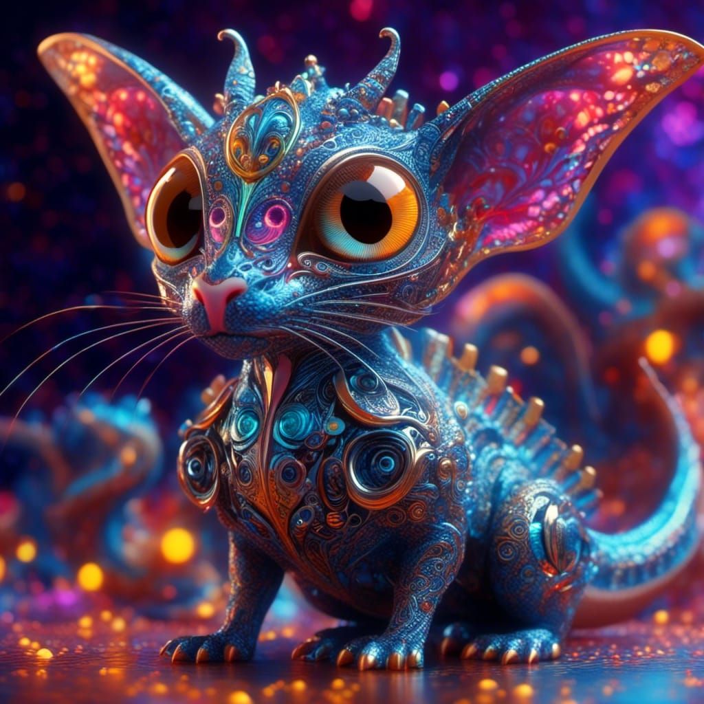 Iridescent Dragons in Art Nouveau Thermal Image