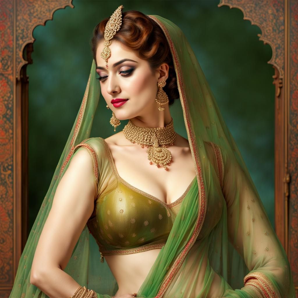 Empress Nur Jahan in Transparent Saree Portrait