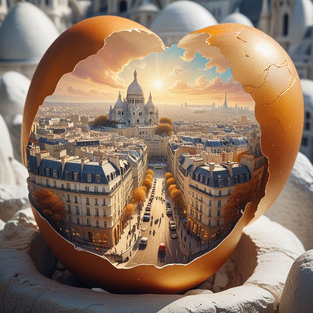 Sacré-Cœur Basilica in Egg, a Digital Painting