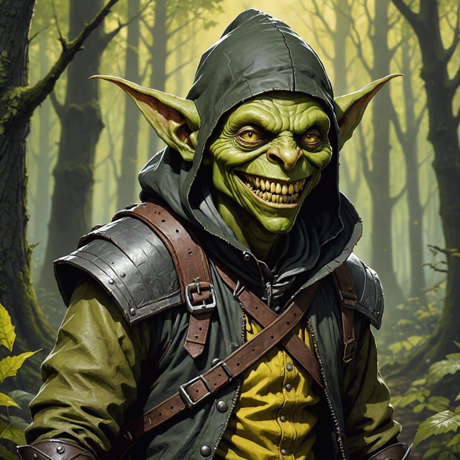 Mischievous Goblin Thief in Mystical Forest