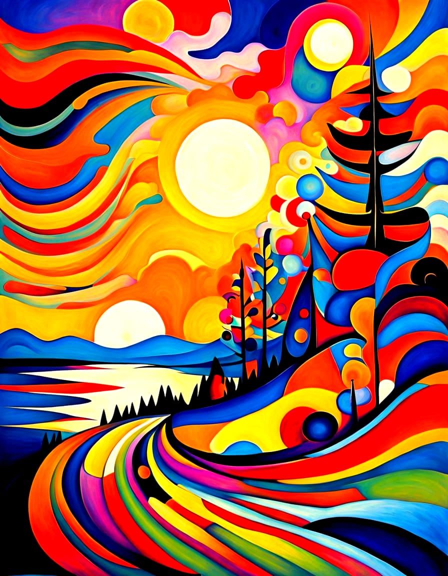 Kandinsky-Inspired Vibrant Sunset