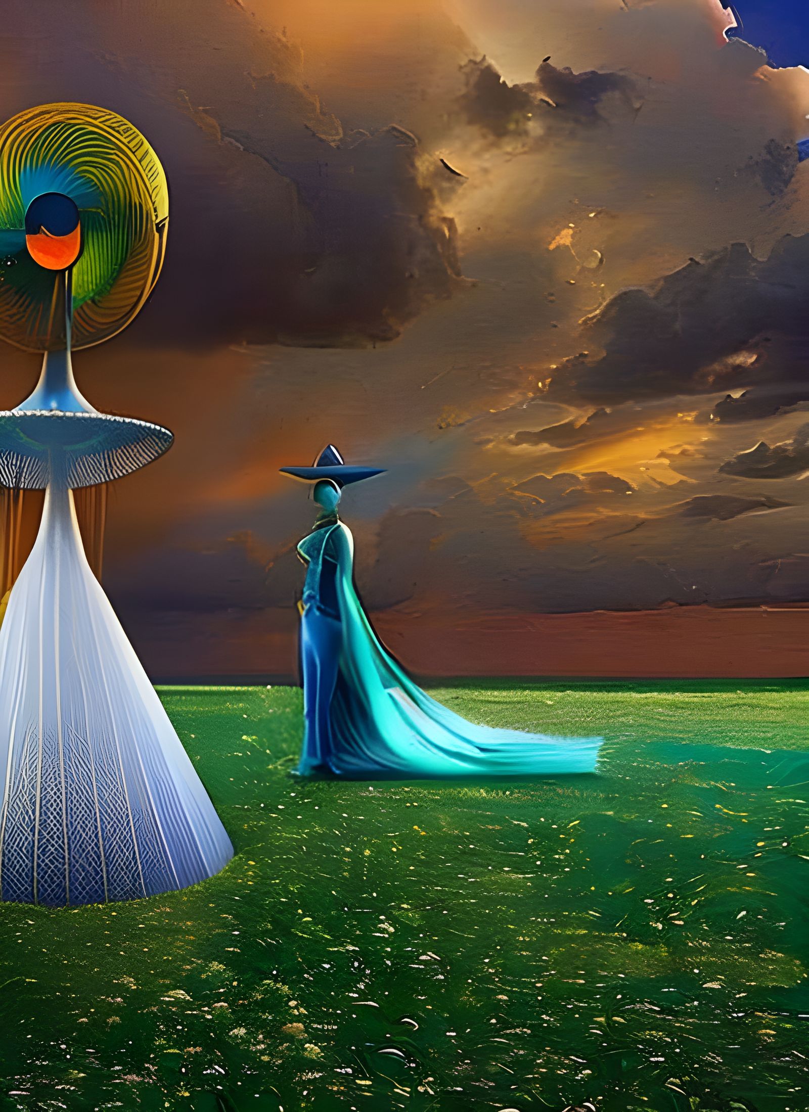 Surreal Witch's Ride: Abstract Digital Art