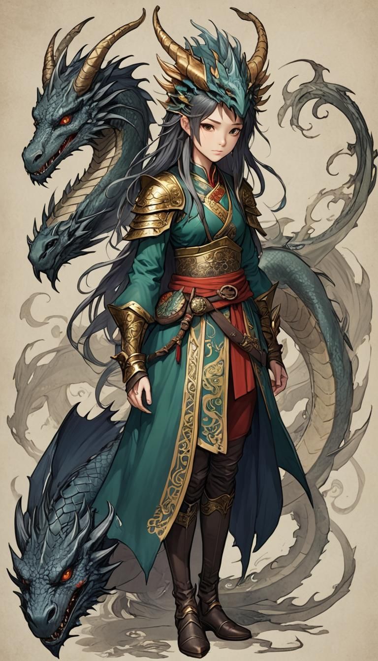 Alluring Half-Dragon Girl Fantasy Portrait