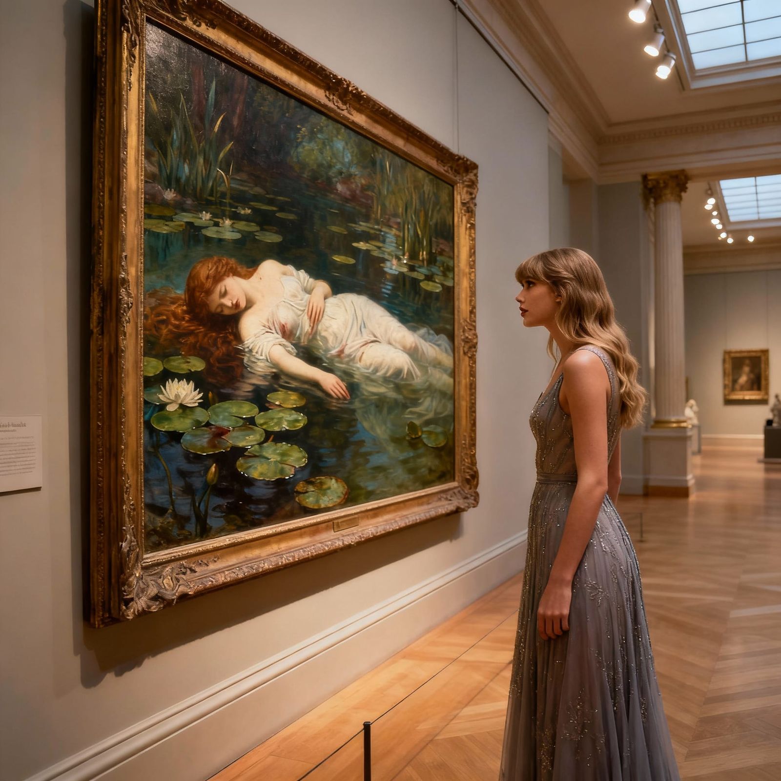 Taylor Swift Admiring Ophelia Painting in Museum