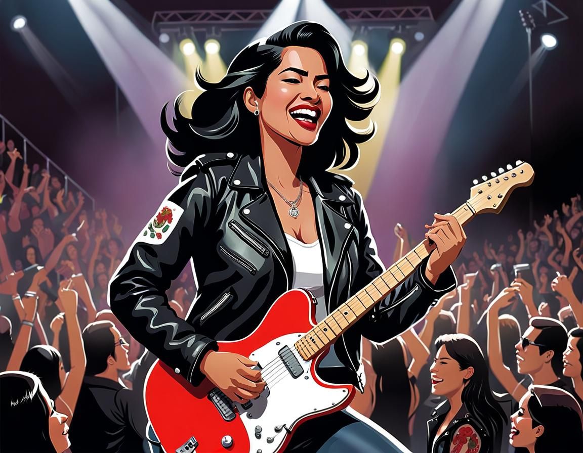 Dancing Mexican-American Woman in Graphic Novel Style