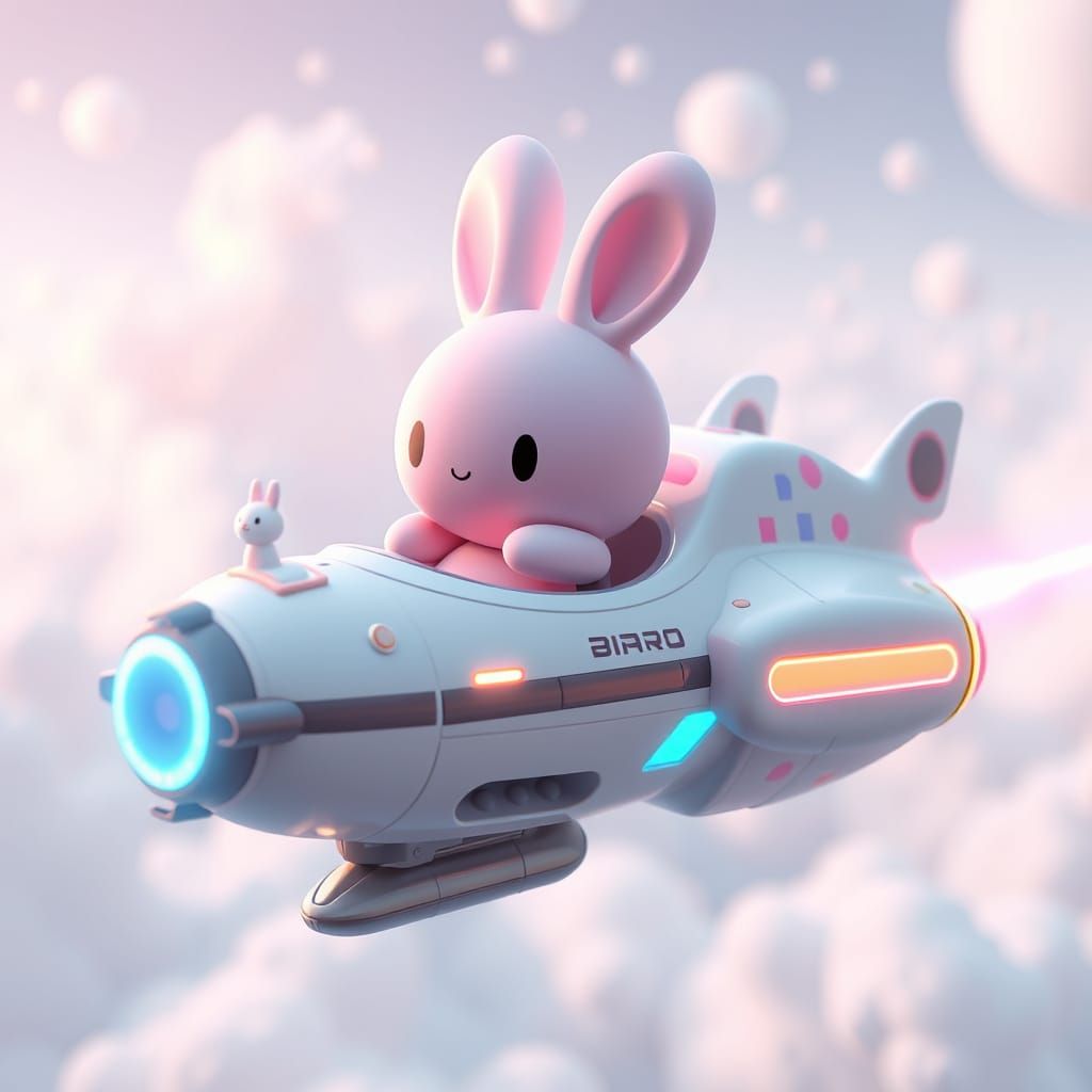 Anime Bunny Spaceship Concept Art in 8K Resolution