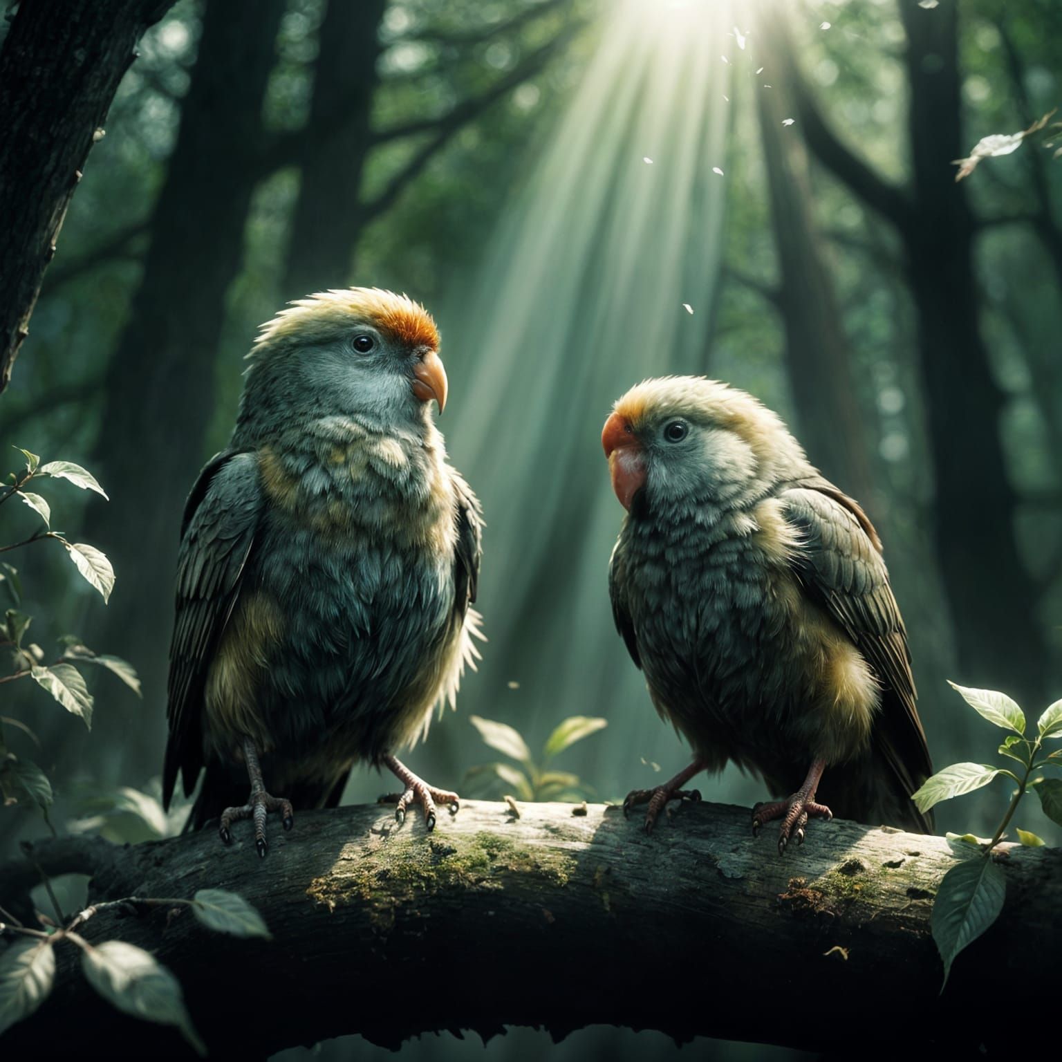 Lovebirds Montage in Watercolor Ink Splatter Art