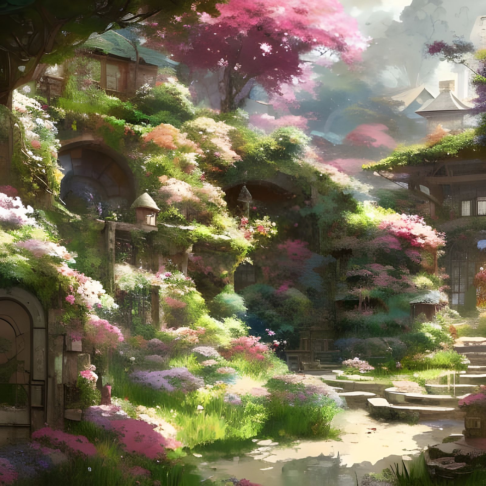 Secret Flower Garden in Anime Art Style