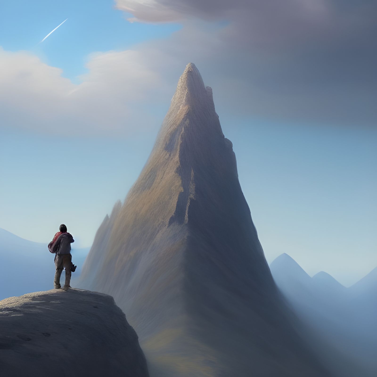 Mountain Peak Vista: Photorealistic Artstation Painting